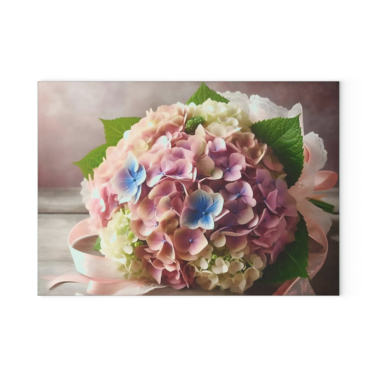 Tabla de cortar de vidrio templado con flores de hortensia: elegante decoración floral para la cocina, regalo único, tabla de cortar de vidrio, tabla para charcutería, tabla de cortar personalizada, flores