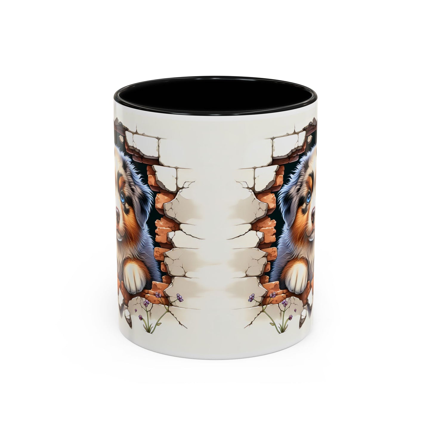 🐾☕ Australian Shepherd Puppy Peek Accent Mug – Blue-Eyed Beauty Dog Lover Gift ✨💙