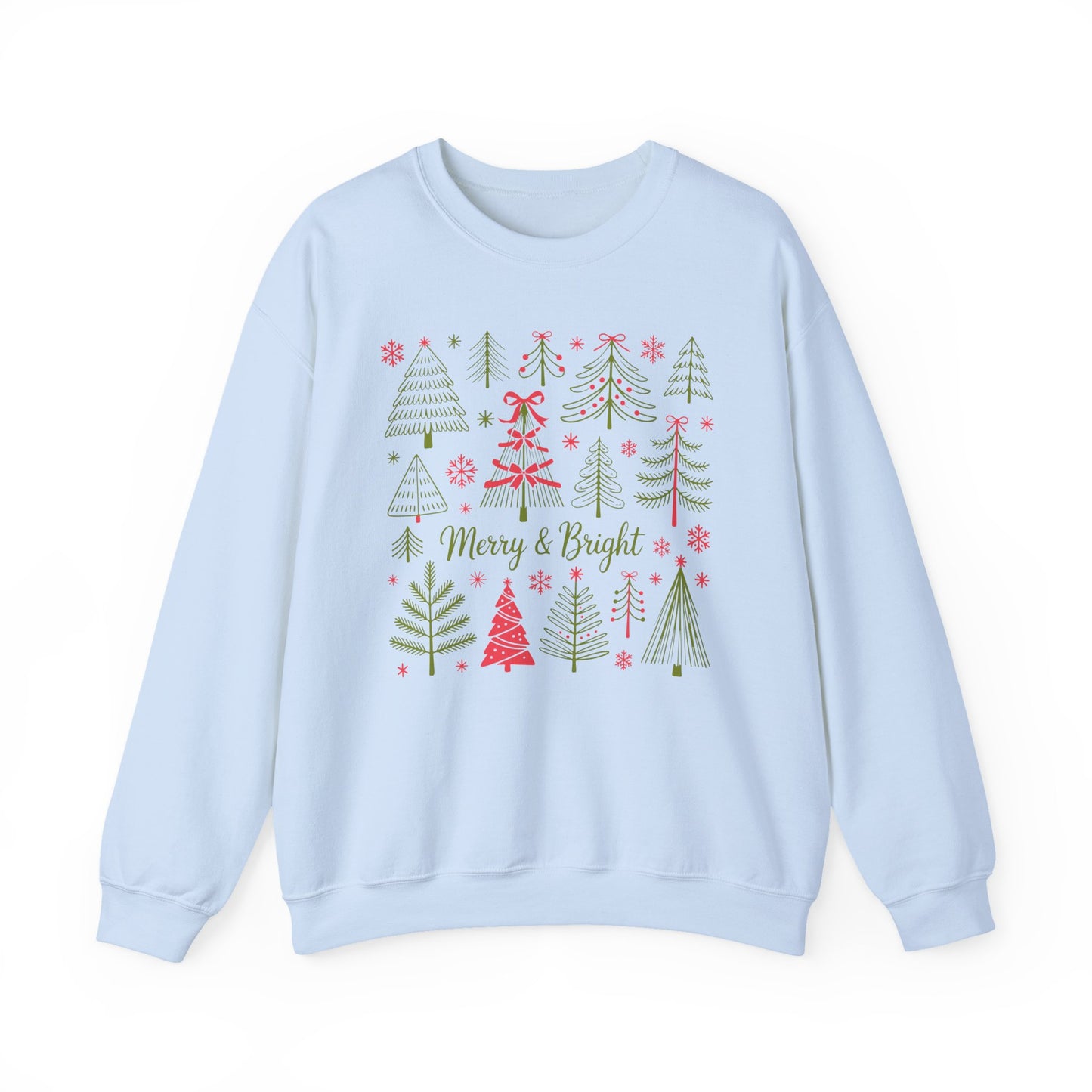 🎄✨ Merry & Bright Sweatshirt – Whimsical Holiday Forest Vibes