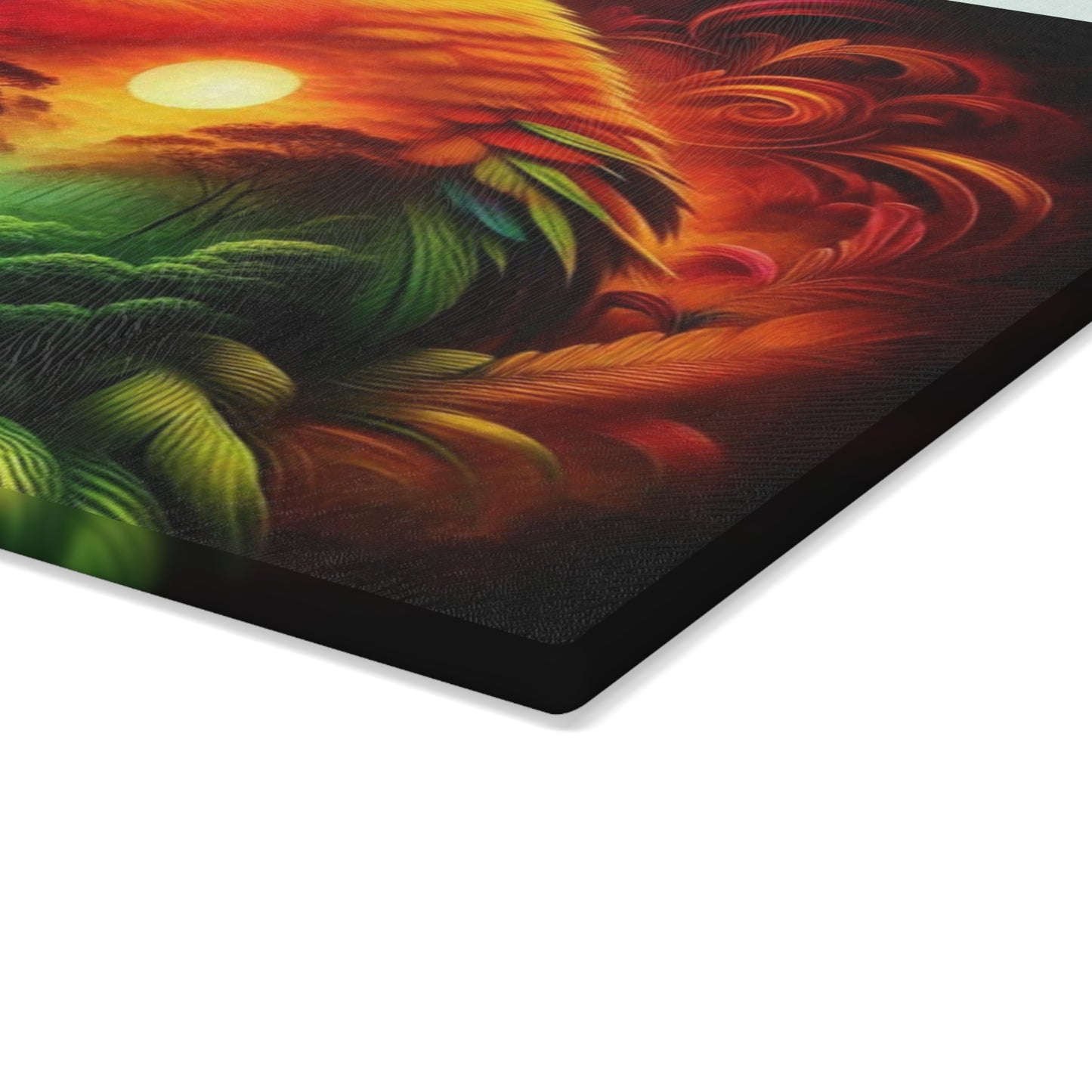🦜🌈 Tropical Parrot Sunset Cutting Board – Vibrant Color & Warm Jungle Glow for Your Kitchen