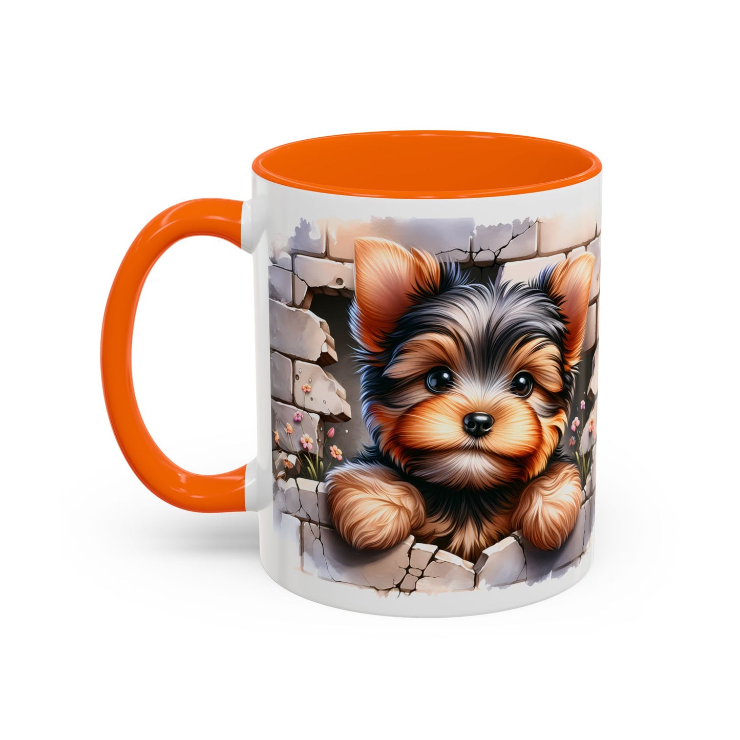 🎀🐶 Yorkie Puppy Accent Mug – Cute Peek-Through Dog Design for Animal Lovers ☕💖