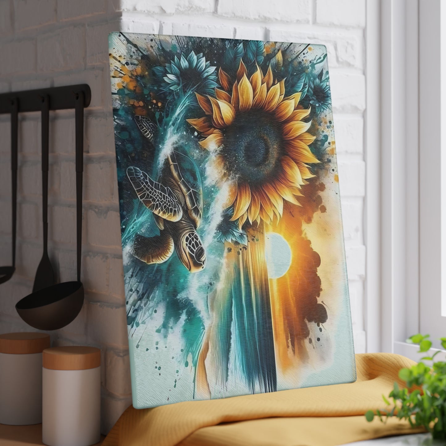 Sea Turtle Tempered Glass Cutting Board
