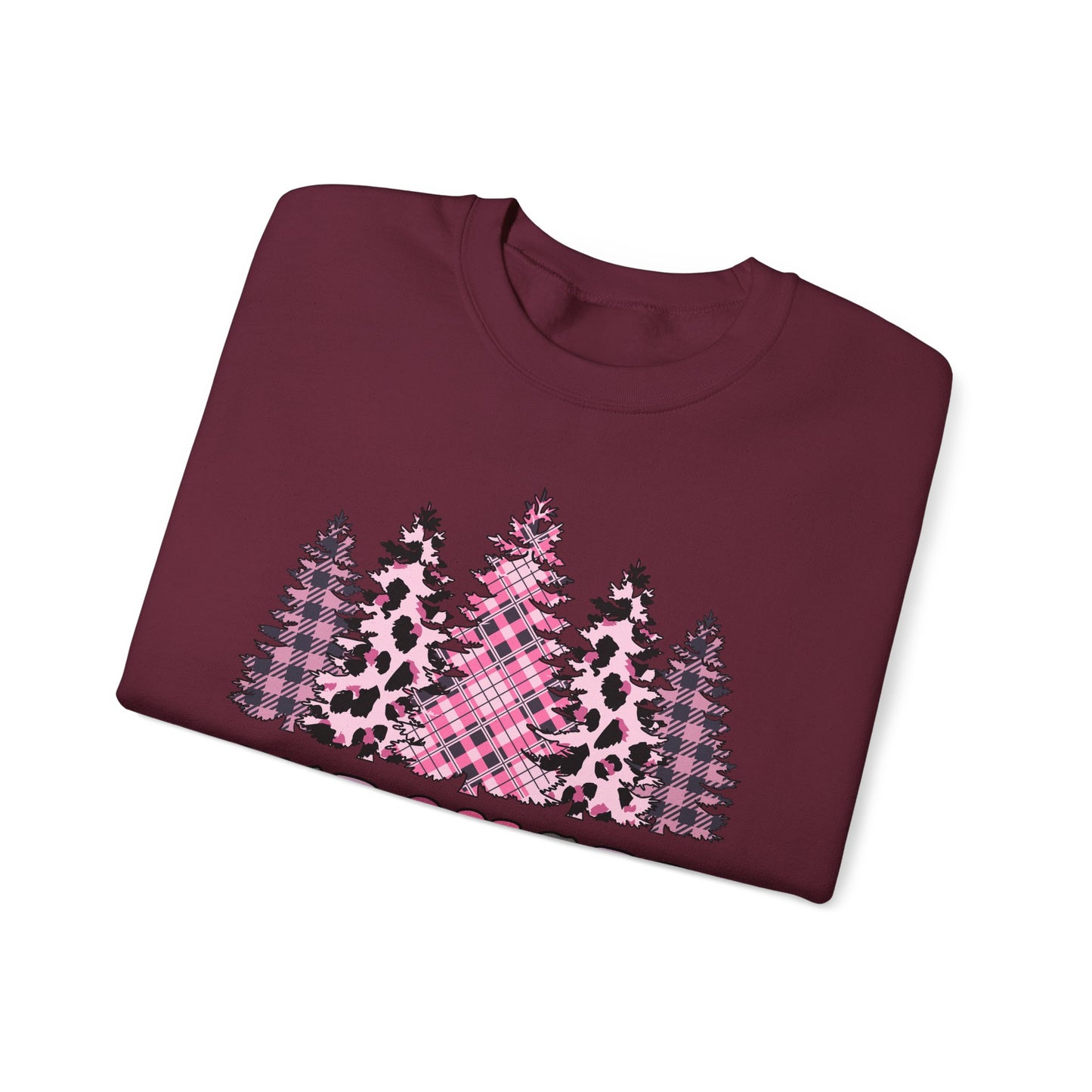 🌲💗 Stronger Than Cancer Pink Trees Sweatshirt – Breast Cancer Awareness Crewneck