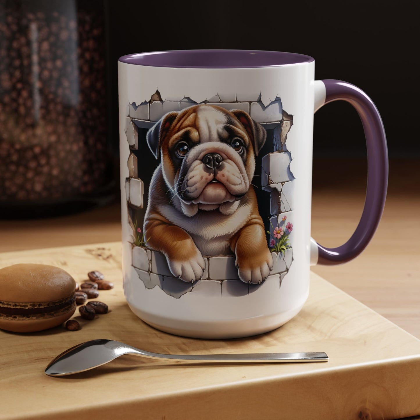 🐶☕ English Bulldog Puppy Accent Mug – Adorable Breakthrough Pup Design ✨rs (11/15oz)