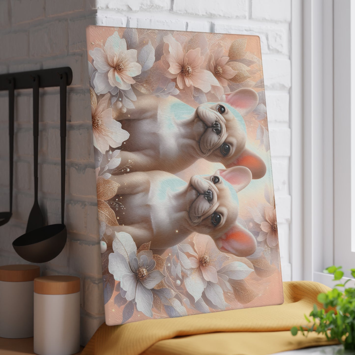 🐾 Elegant French Bulldog Floral Cutting Board – Chic Style for Dog Lovers 🌸