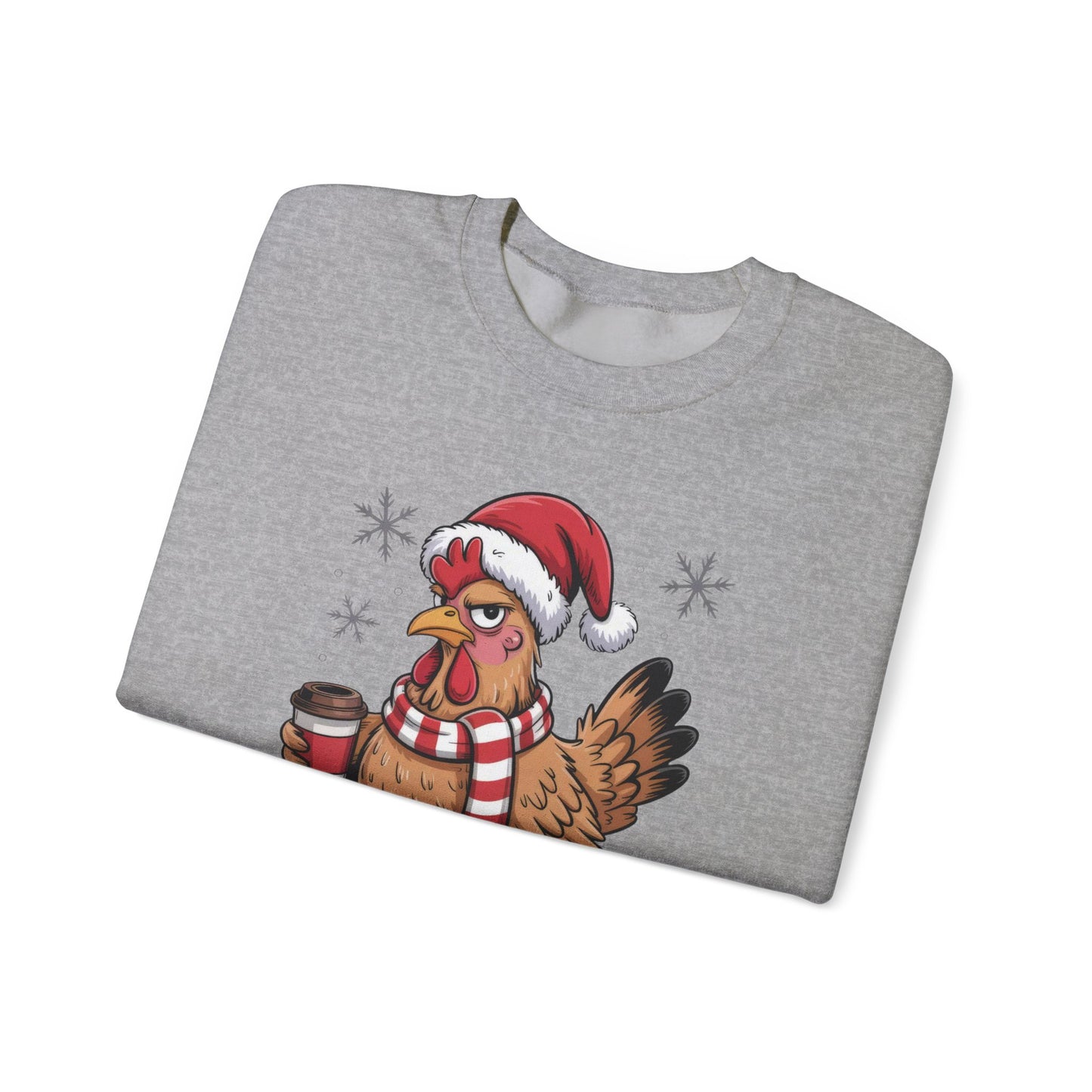 🎄 Grumpy Christmas Chicken Sweatshirt – Funny Holiday Coffee Lover Crewneck