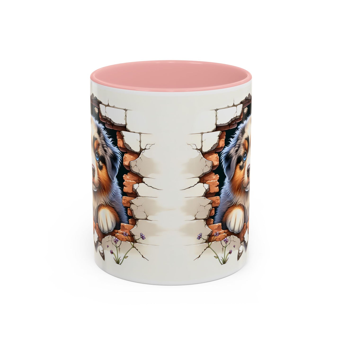 🐾☕ Australian Shepherd Puppy Peek Accent Mug – Blue-Eyed Beauty Dog Lover Gift ✨💙