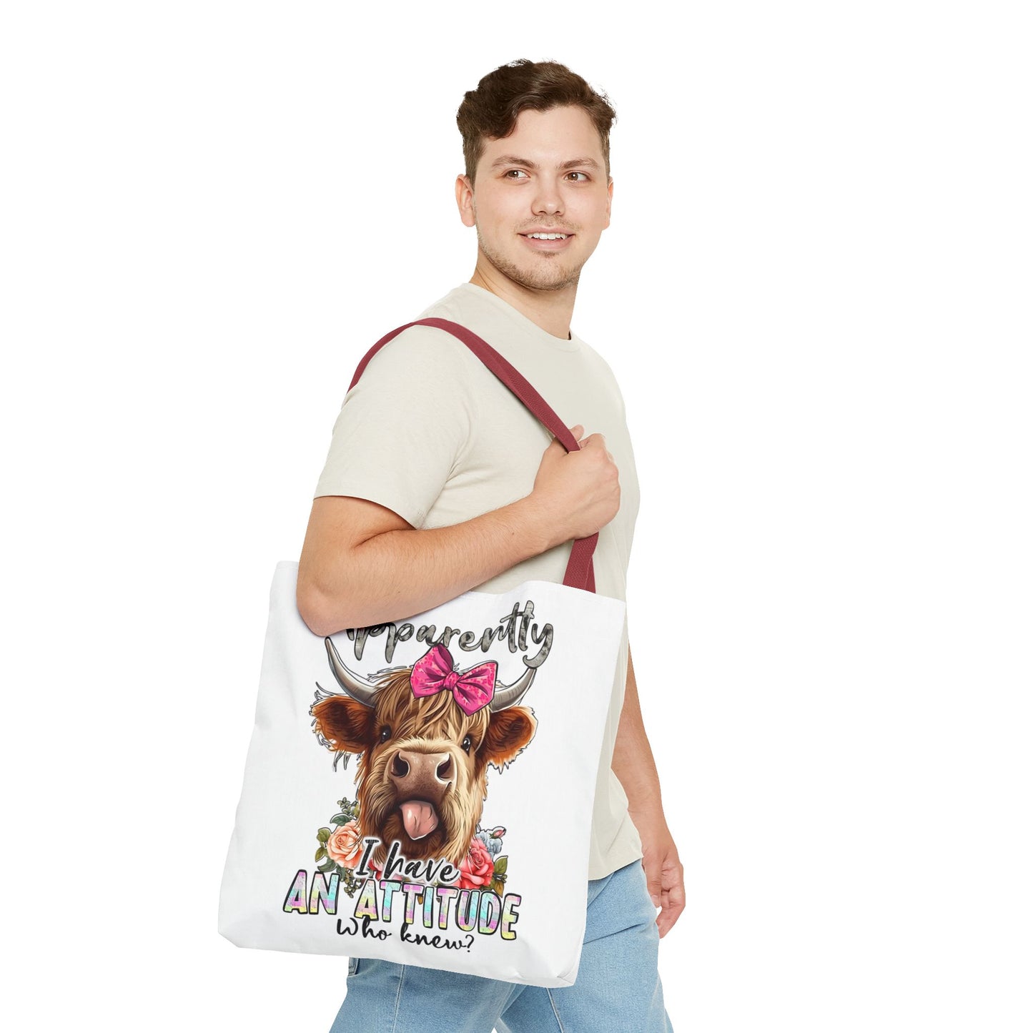 🐄 Al parecer, tengo actitud: bolso tote Sassy Cow con lazo rosa 🌸