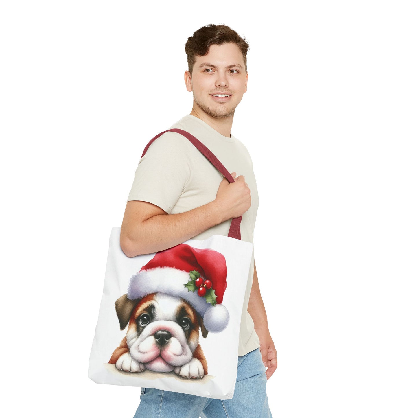 🐾 Bulldog Christmas Tote Bag – Santa Paws Cuteness You Can Carry 🎄