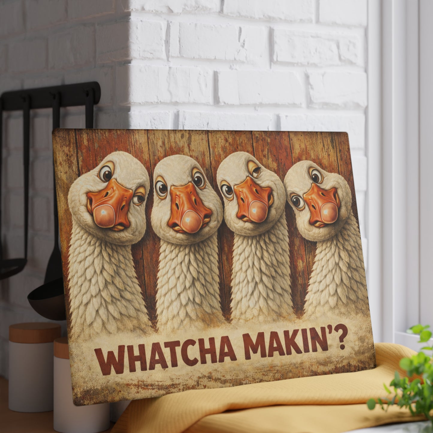 Whatcha Makin’? Glass Cutting Board – Funny Goose Farmhouse Kitchen Decor