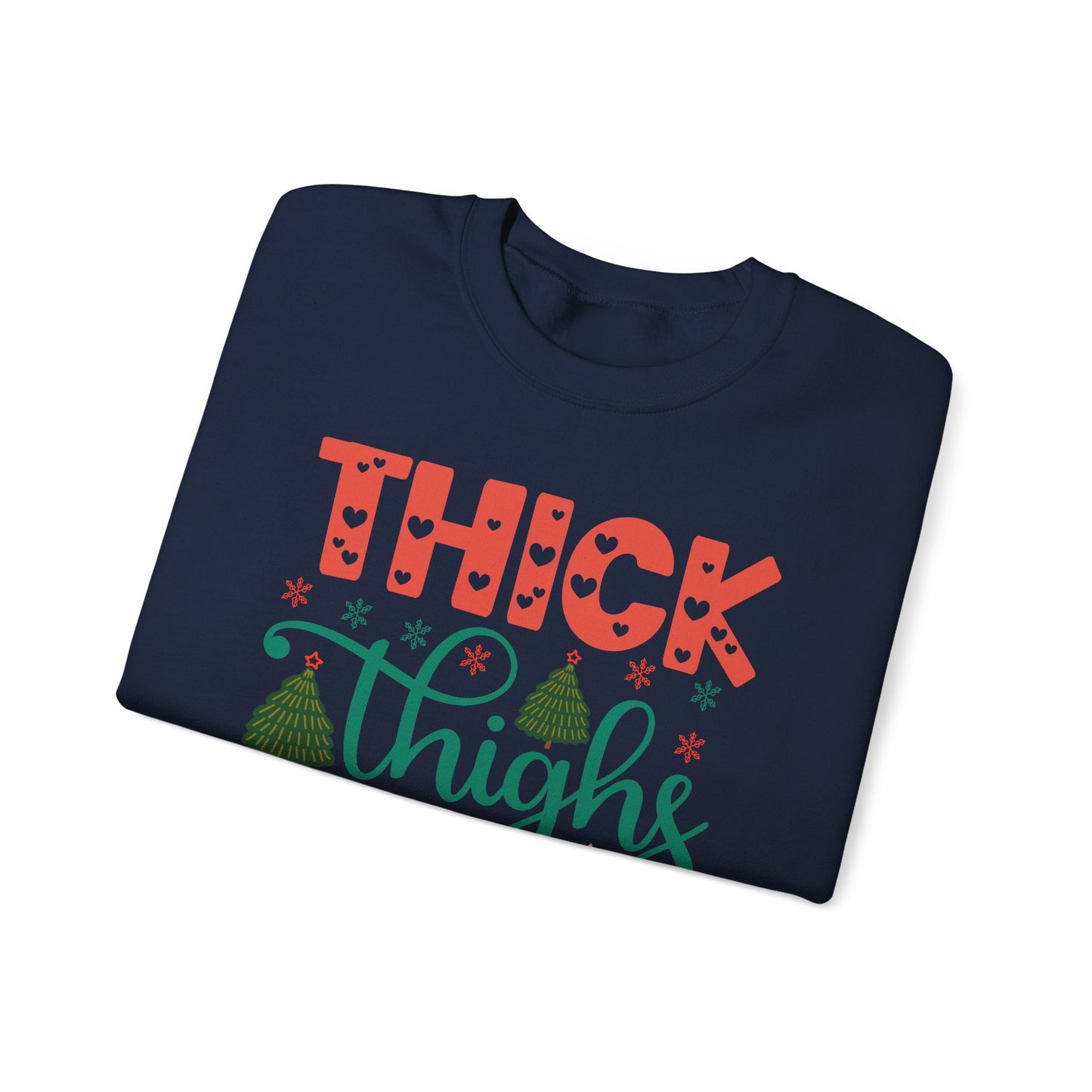 🎄💖 Thick Thighs & Christmas Vibes Crewneck – Cute, Confident & Cozy
