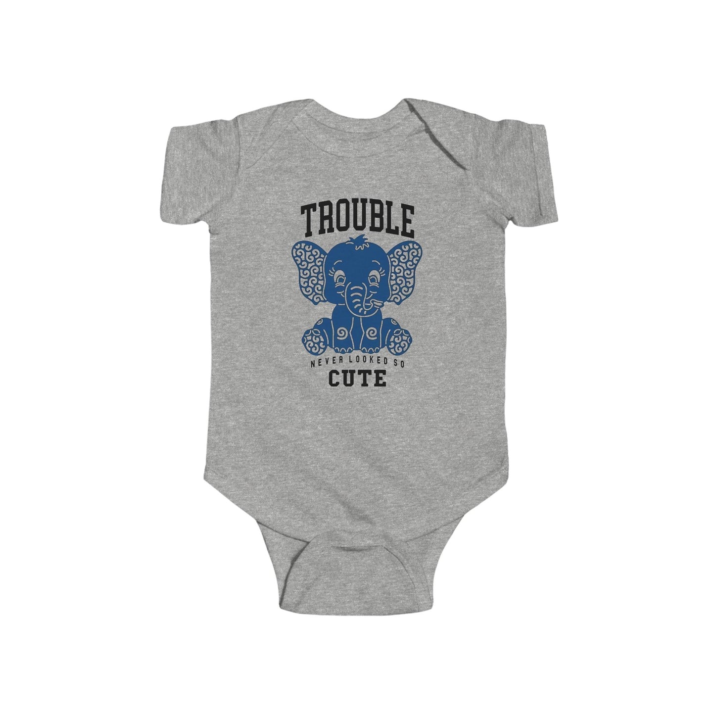 Trouble Never Looked So Cute Baby Onesie – Adorable Elephant Edition 🐘💙