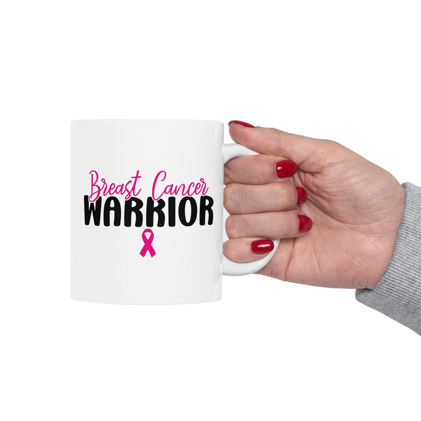 🎀 Breast Cancer Warrior Mug – Strength in Every Sip 💪