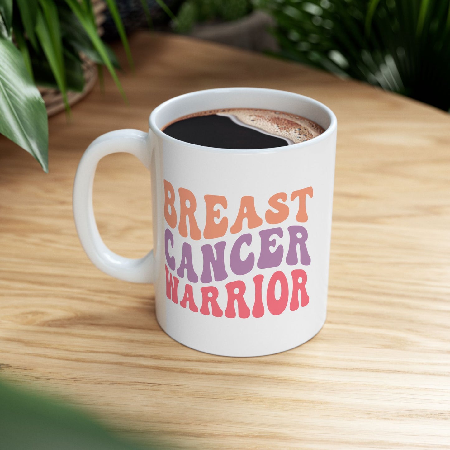 🎀 Breast Cancer Warrior Mug – Retro Strength & Bold Courage 💪