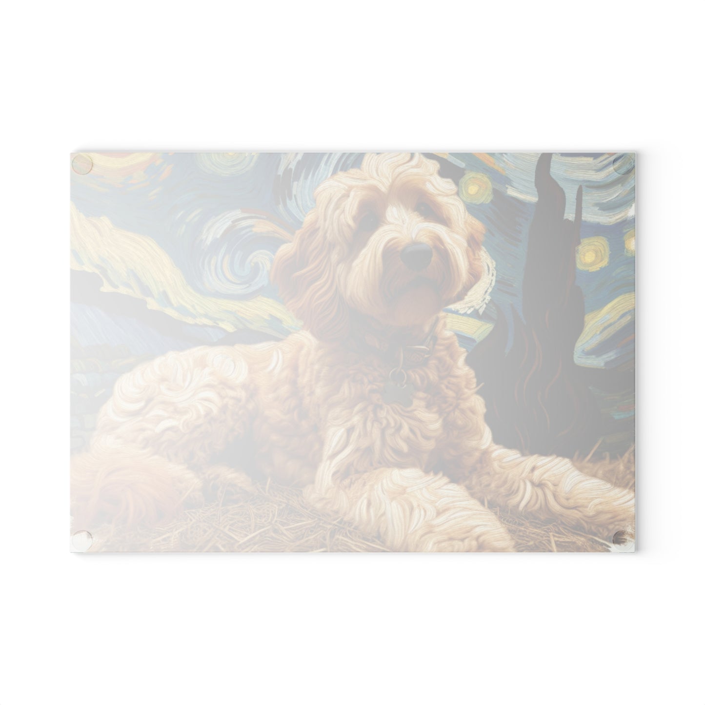 🌙 Golden Doodle Starry Night Cutting Board – Swirls of Charm & Canine Cuteness 🐾