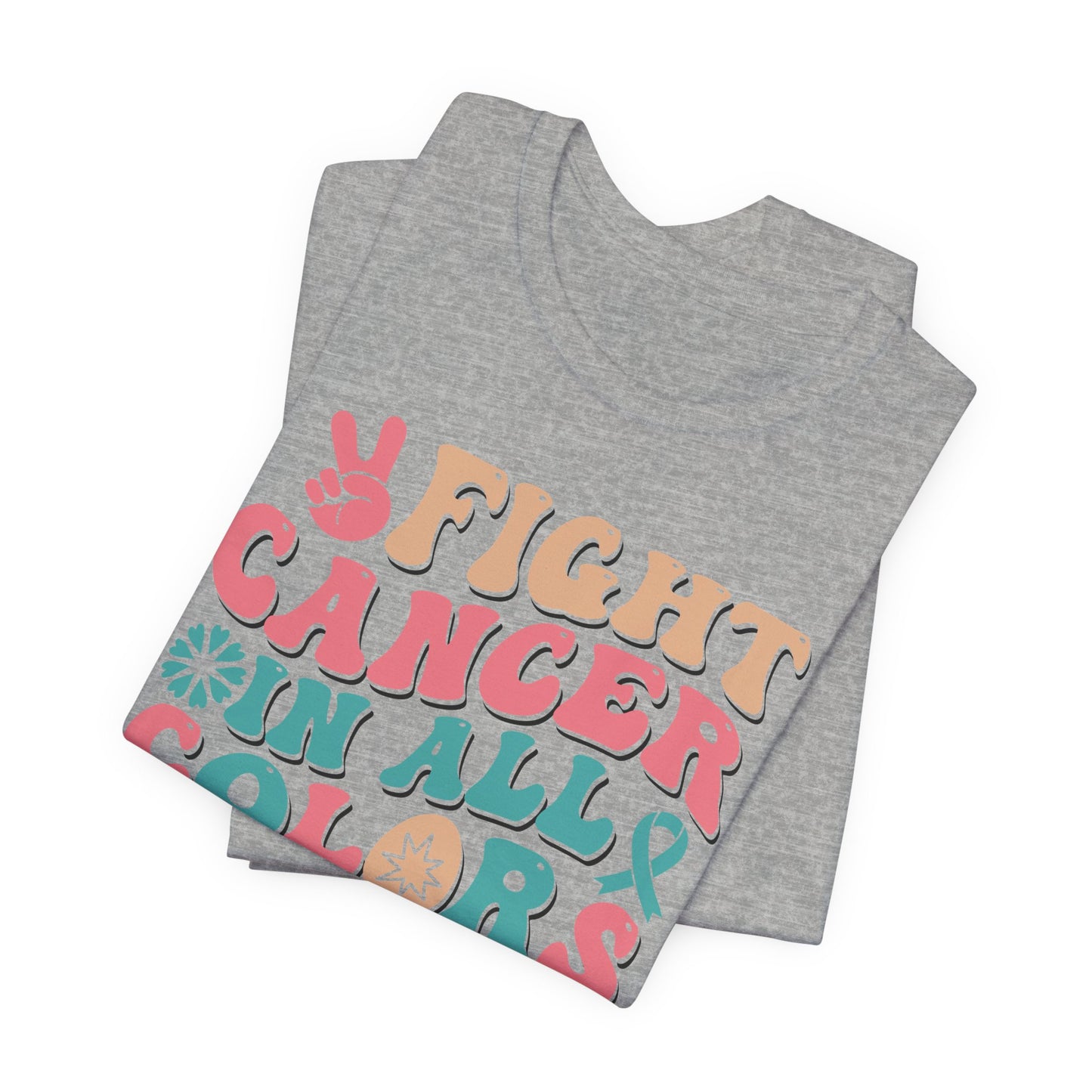 🌈✊ Fight Cancer in All Colors T-Shirt – Bold Retro Awareness Tee for Every Ribbon 🎗️
