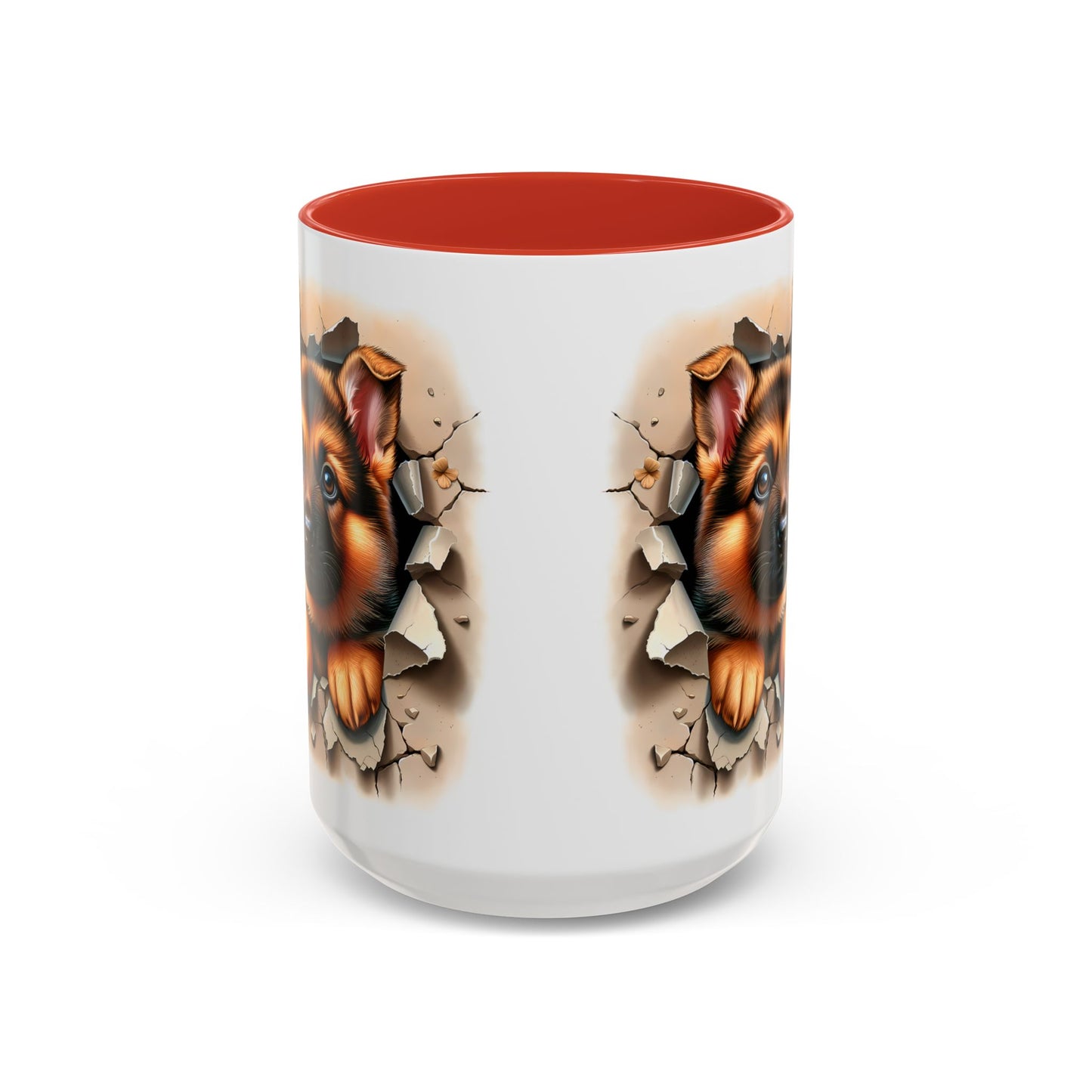 🐾☕ German Shepherd Puppy Peek Accent Mug – Loyal Pup Lover Gift ✨🖤