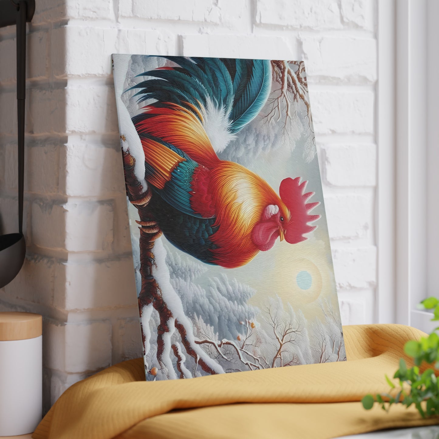 🐓❄️ Winter Rooster Cutting Board – Snowy Elegance for Your Kitchen ❄️🐓