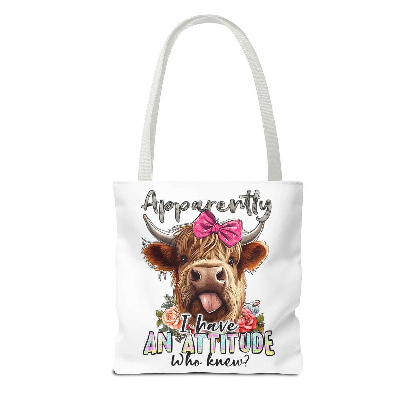 🐄 Al parecer, tengo actitud: bolso tote Sassy Cow con lazo rosa 🌸