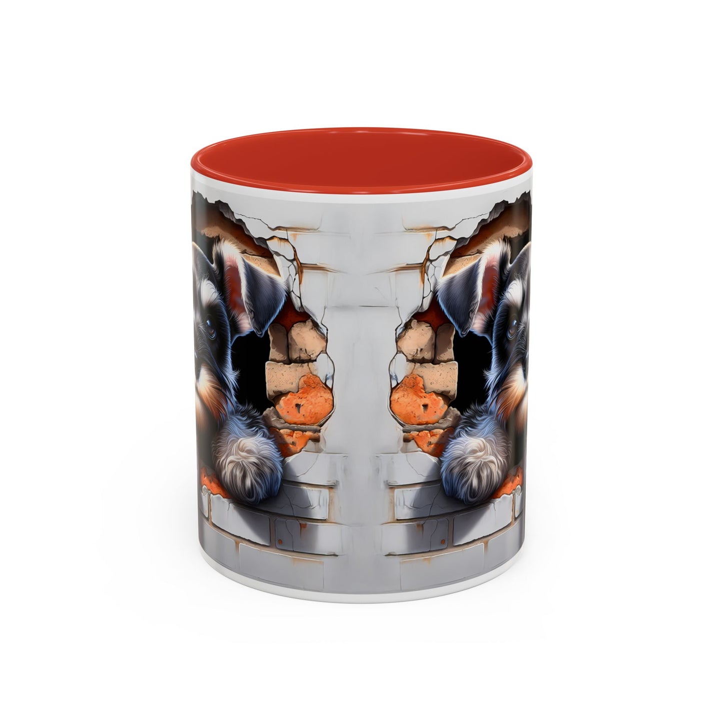 🎀🐶 Schnauzer Puppy Accent Mug – Cute Peek-Through Dog Design for Animal Lovers ☕💖
