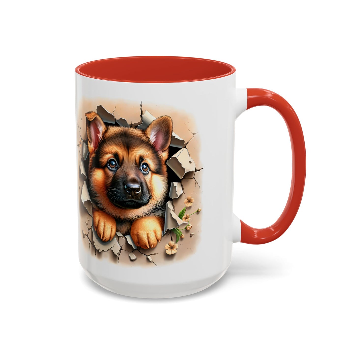 🐾☕ German Shepherd Puppy Peek Accent Mug – Loyal Pup Lover Gift ✨🖤