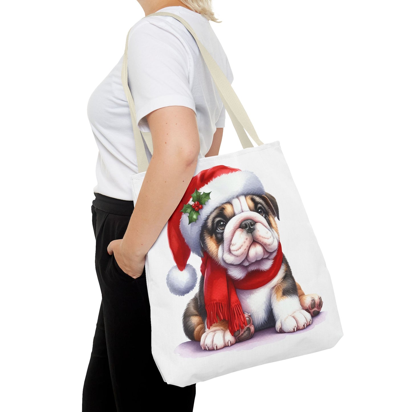 🎅 Bulldog Christmas Tote Bag – Cozy Holiday Style for Dog Lovers 🐾