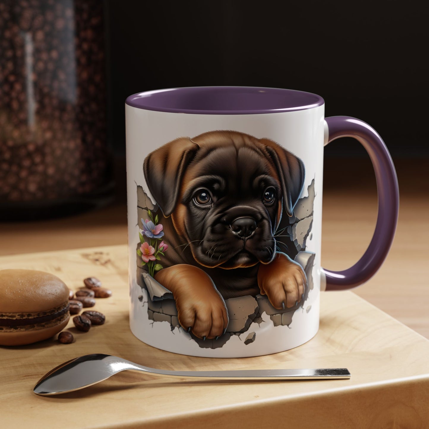 🧡 Boxer Puppy Accent Mug – Adorable Peek-Through Cup for Dog Lovers