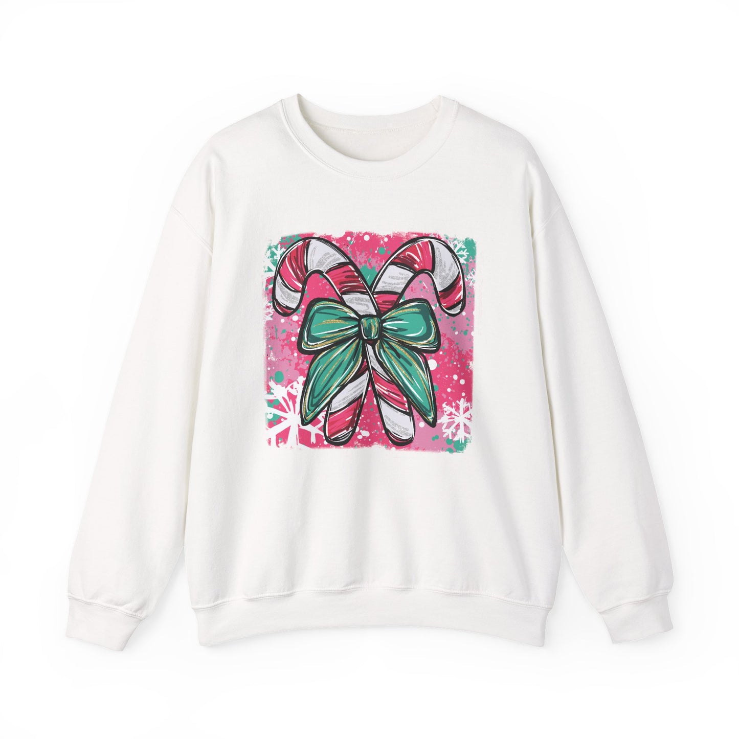 🍭✨ Candy Cane Bow Sweatshirt – Sweet Holiday Style 💖🎀
