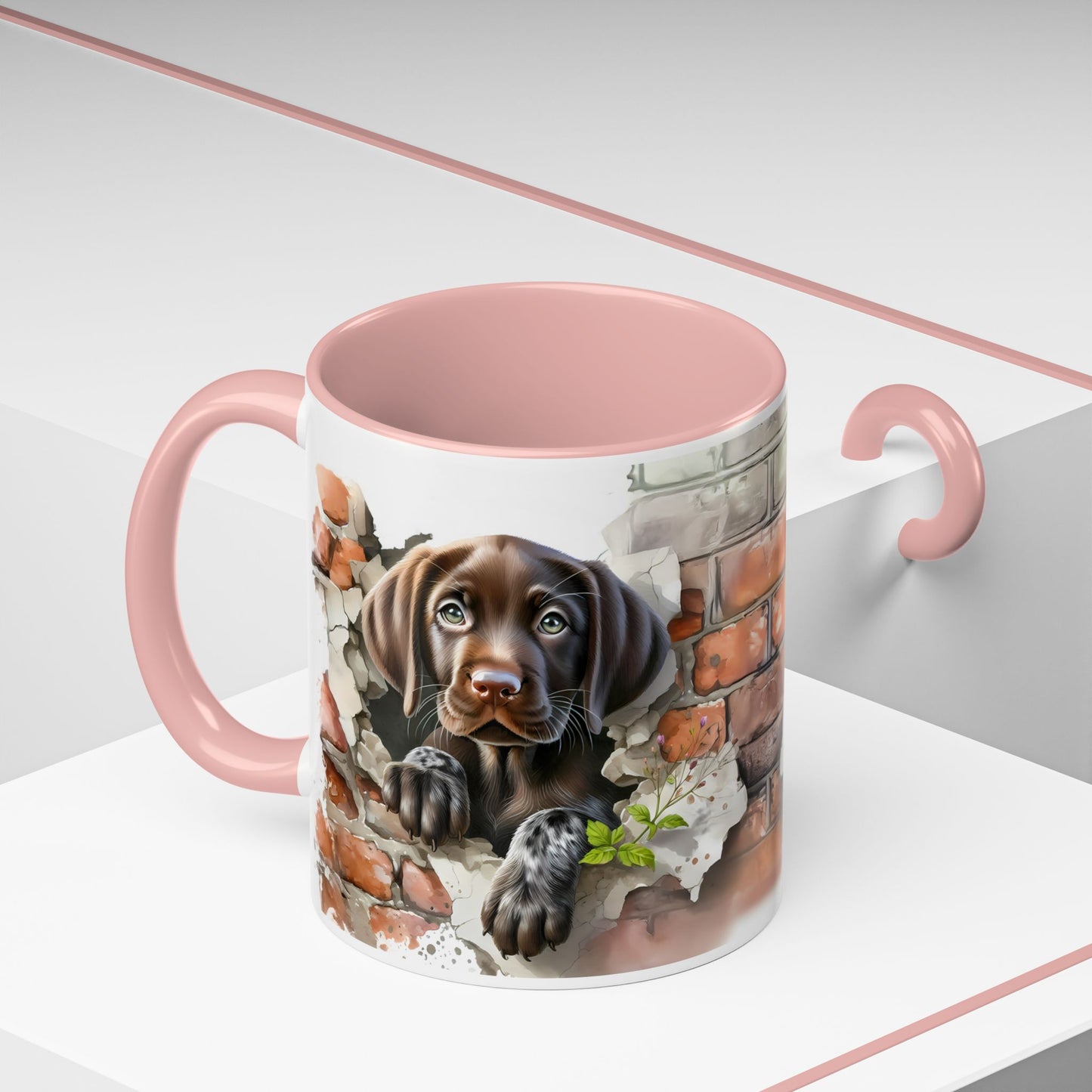 🐶🍫 Chocolate Lab Puppy Accent Mug – Sweet Brown Pup Coffee Cup ☕💛