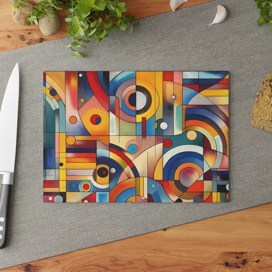 Tabla de cortar - Diseño abstracto multicolor, tabla de cortar de vidrio templado, tabla para charcutería, tabla de cortar, regalo de inauguración de la casa, tabla de cortar personalizada, rústica