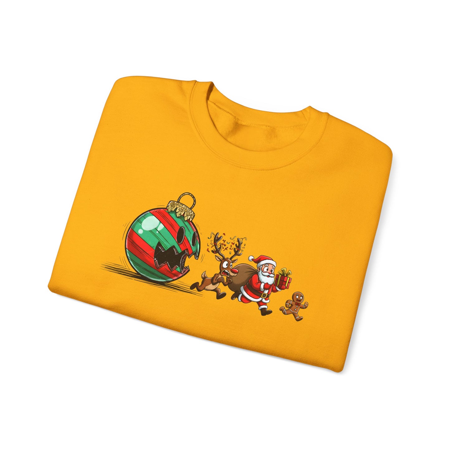 🎄🎅 Santa’s Great Ornament Escape Sweatshirt – Funny Christmas Crewneck for Holiday Laughs
