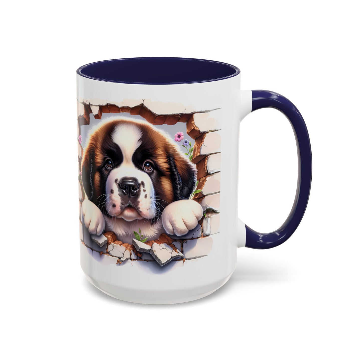 🐾☕ St. Bernard Puppy Peek Accent Mug – Gentle Giant Pup Lover Gift ✨❤️