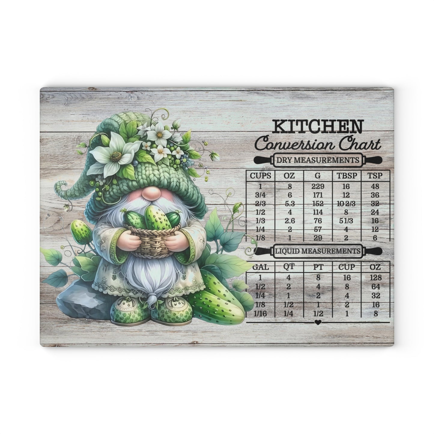 🥒🌿 Pickle Gnome Kitchen Conversion Cutting Board – Whimsical Farmhouse Fun with Rustic Charm 🧑‍🍳✨