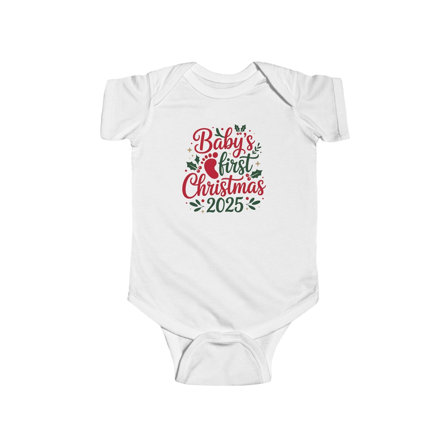 🎄👣 Baby’s First Christmas 2025 Baby Onesie – Cozy Keepsake Bodysuit for Newborns & Infants 🎁✨