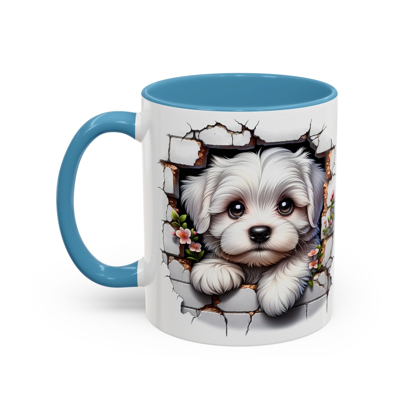 🎀🐶 Maltese Puppy Accent Mug – Cute Peek-Through Dog Design for Animal Lovers ☕💖