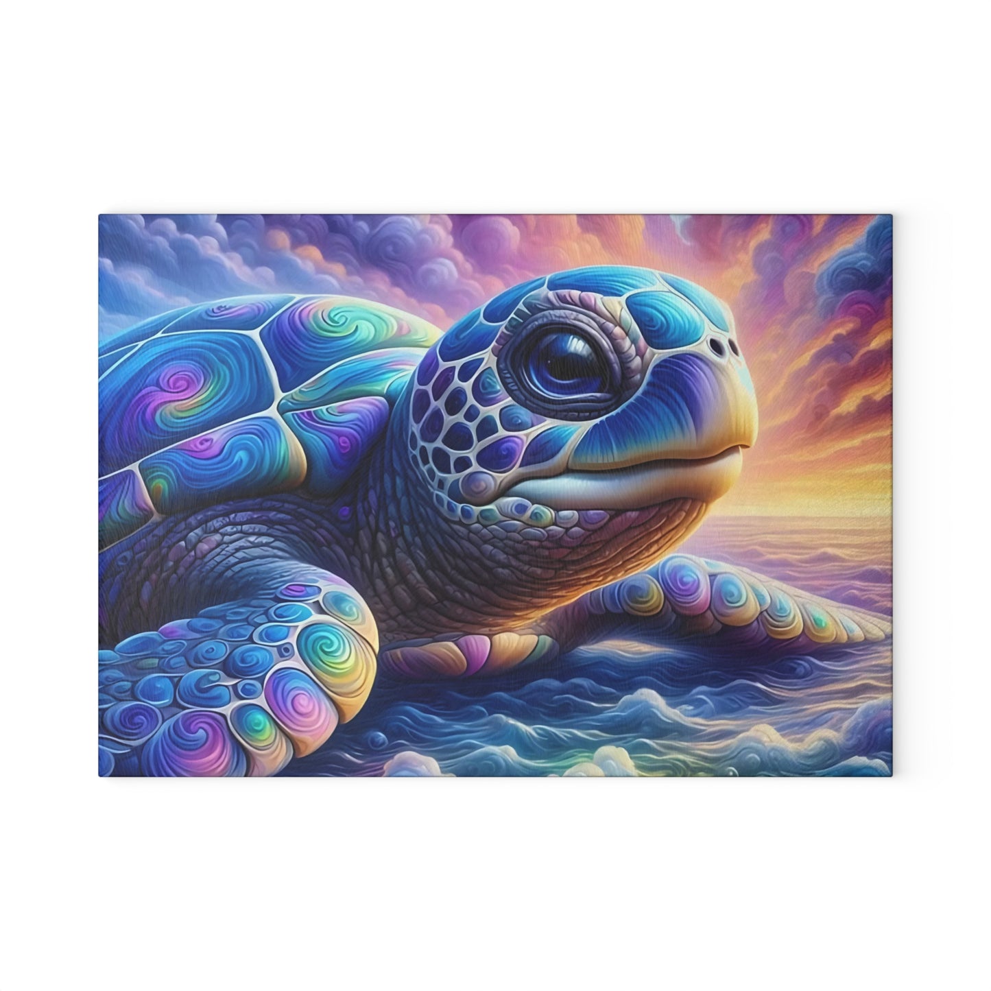 Up Close Sea Turtle Glass Cutting Board – Coastal Ocean Kitchen Décor