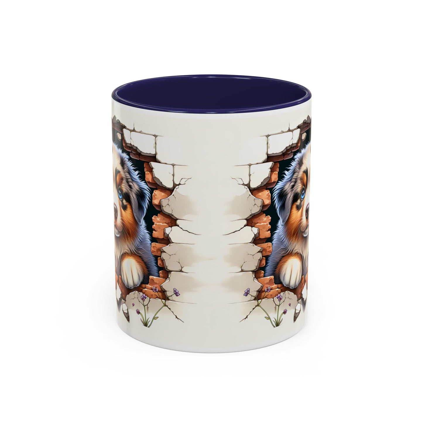 🐾☕ Australian Shepherd Puppy Peek Accent Mug – Blue-Eyed Beauty Dog Lover Gift ✨💙