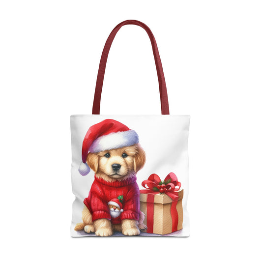 🎄 Golden Retriever Puppy Christmas Tote Bag – Festive Charm for Dog Lovers 🐶