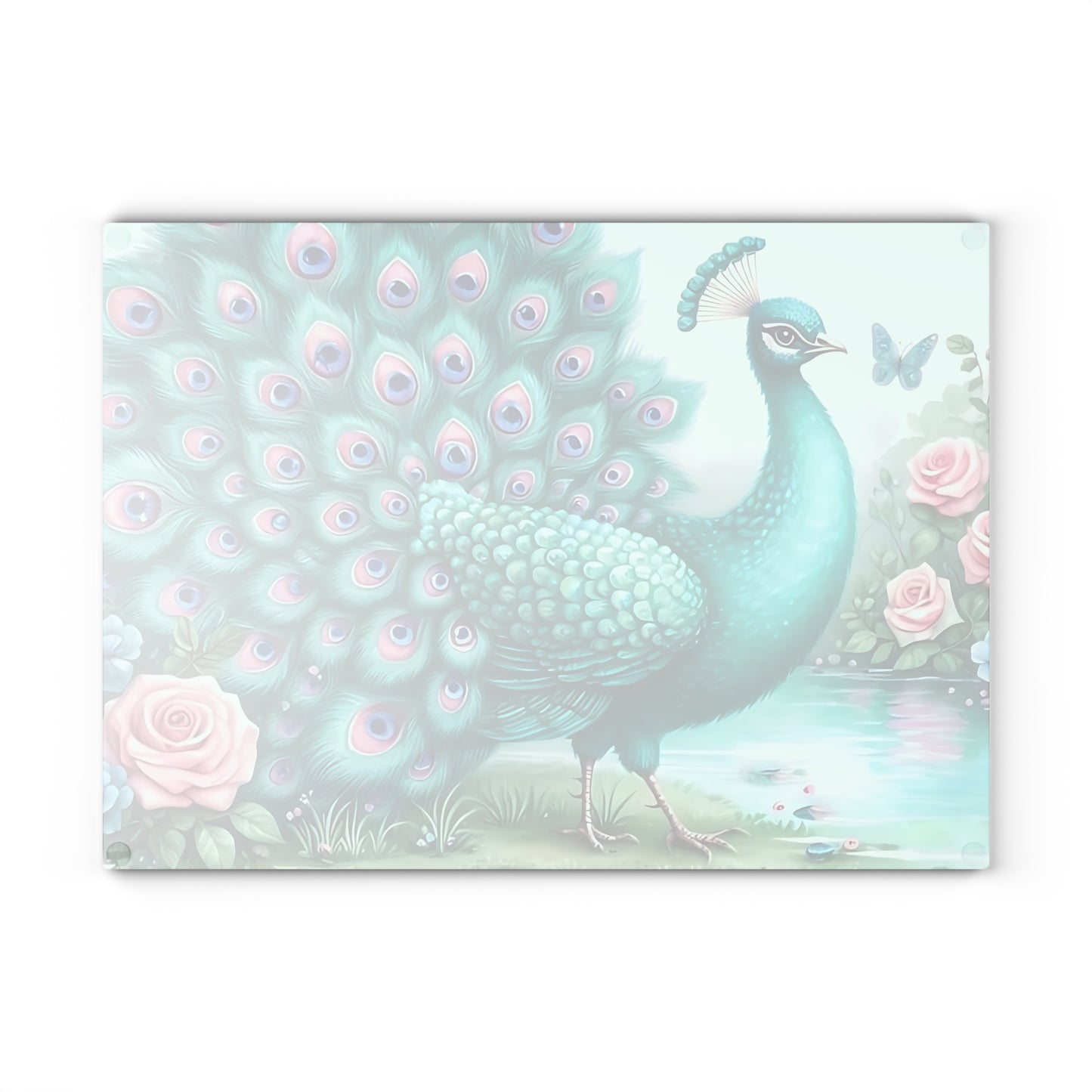 Decoración de pavo real, decoración de mariposas, tabla de cortar, decoración de cocina, arte de cocina, tabla de servir, regalo de pavo real, regalo de mariposa, tabla de cortar floral