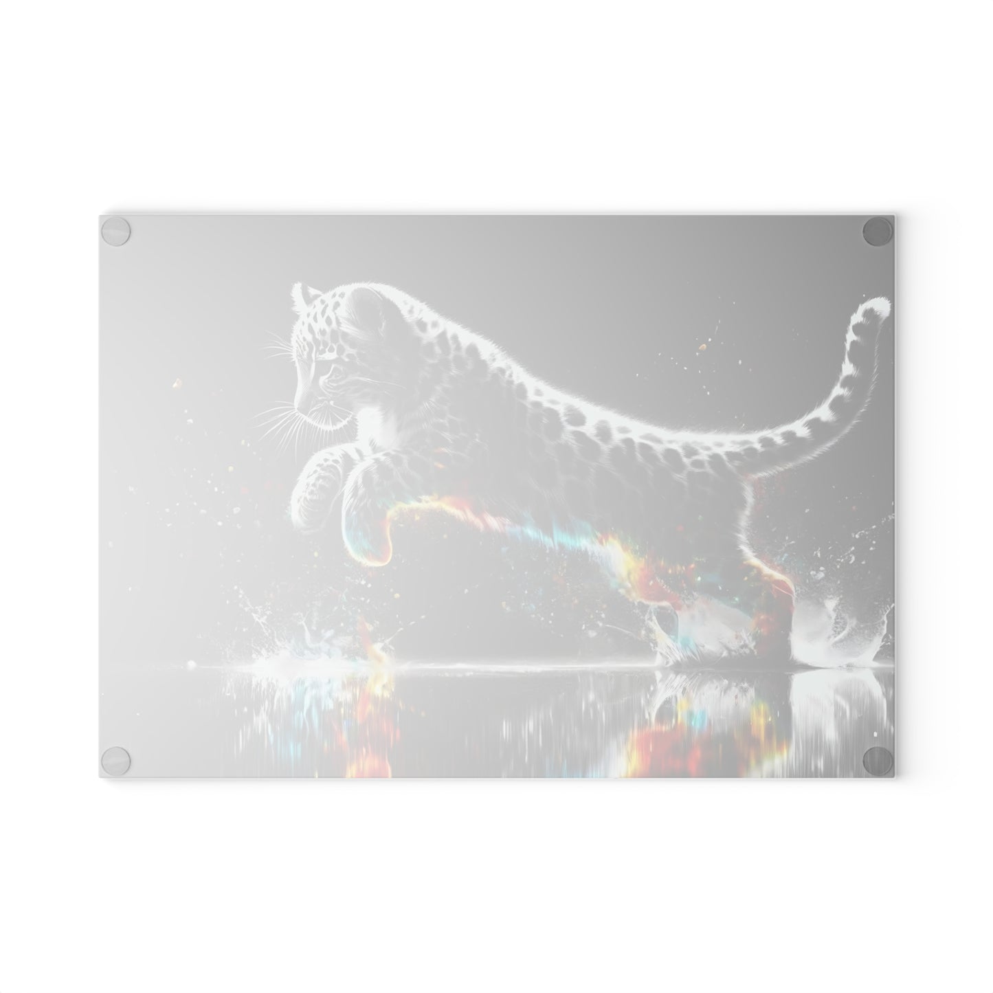 🐆 Leaping Leopard Splash Cutting Board – Fierce Energy Meets Wild Elegance 🌈💧