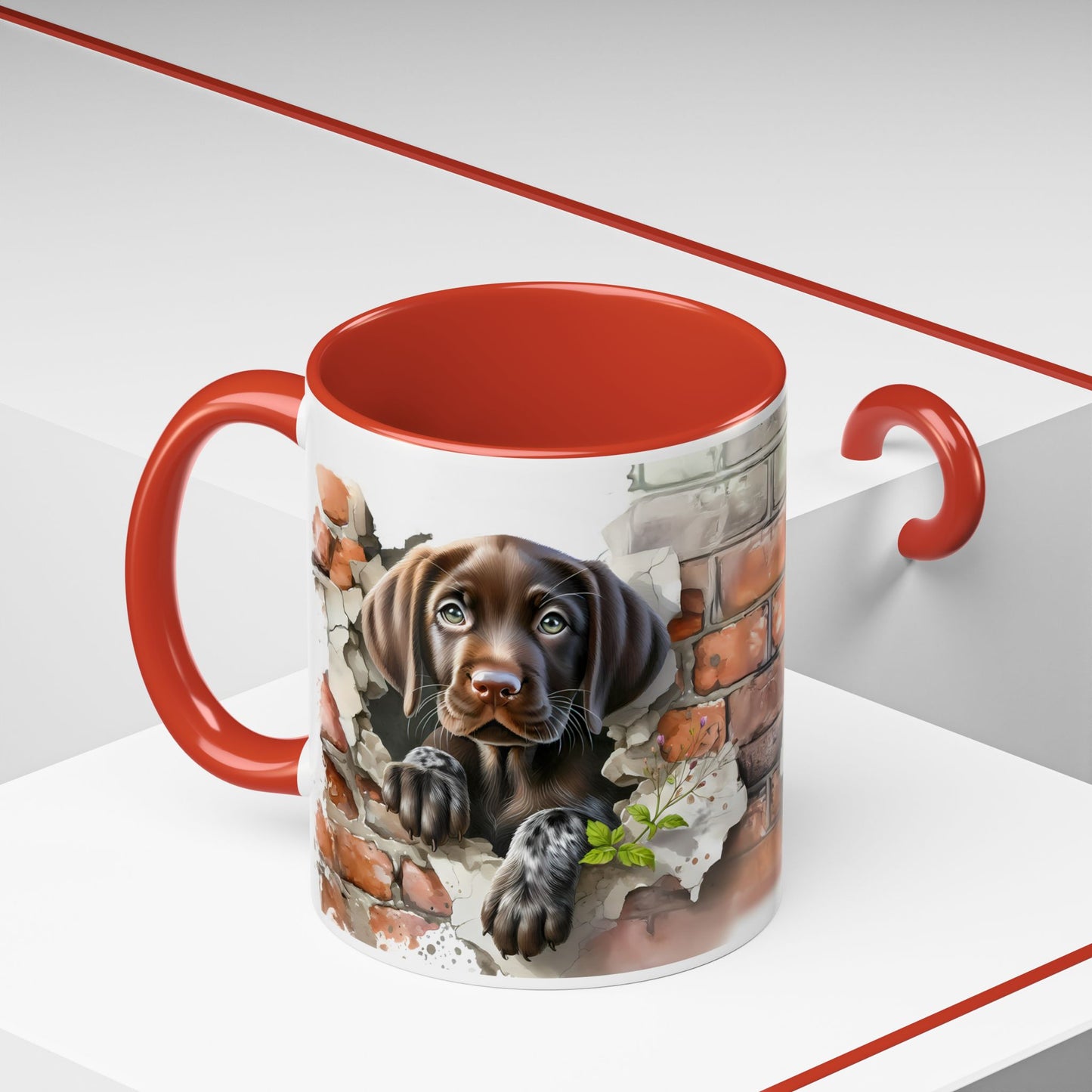 🐶🍫 Chocolate Lab Puppy Accent Mug – Sweet Brown Pup Coffee Cup ☕💛