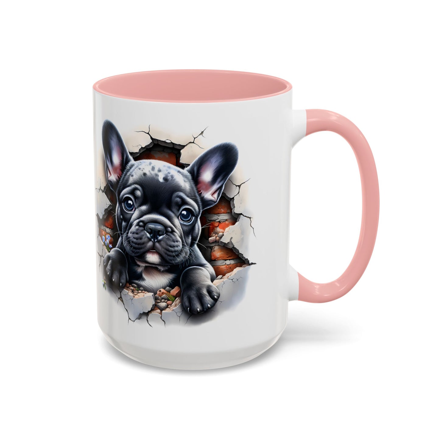 🐾🖤 Black French Bulldog Puppy Accent Mug – Cute Peek-Through Cup for Dog Lovers ☕✨