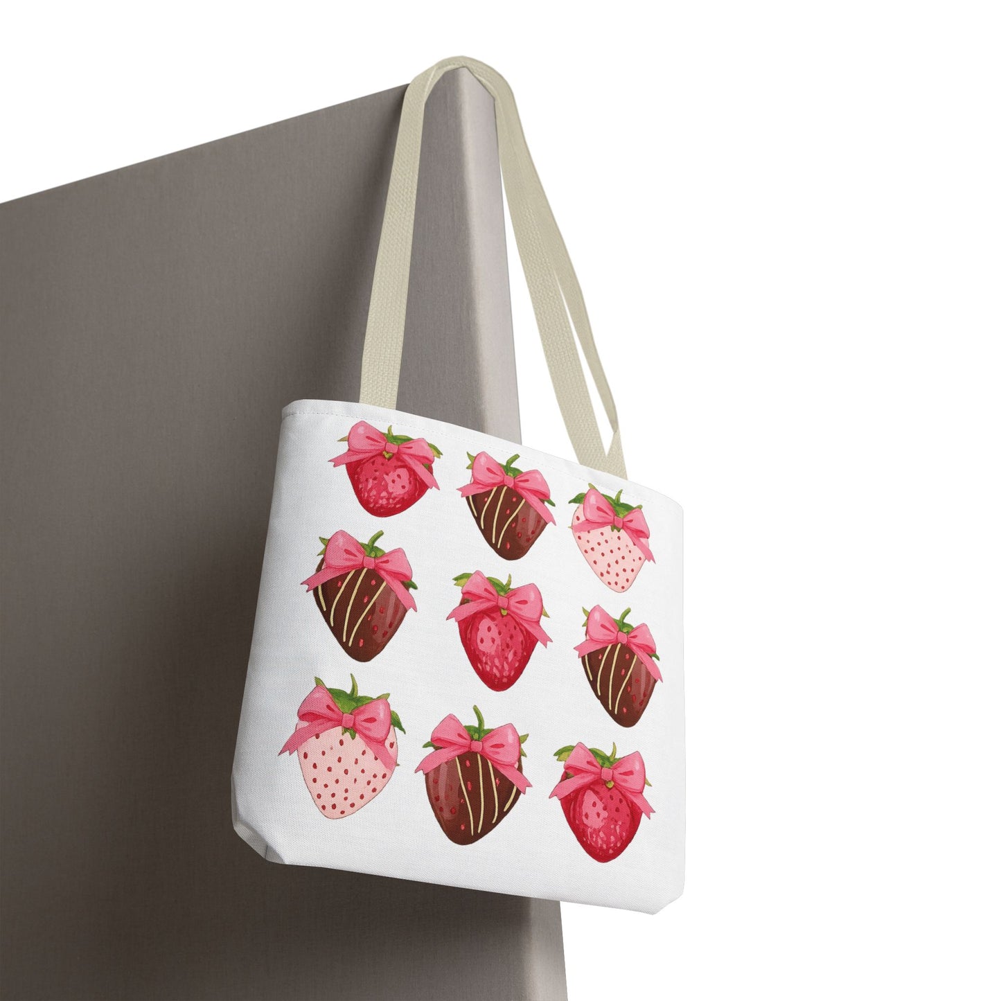 🍓 Chocolate-Covered Strawberry Tote Bag – Sweet, Stylish & Practical 🍫