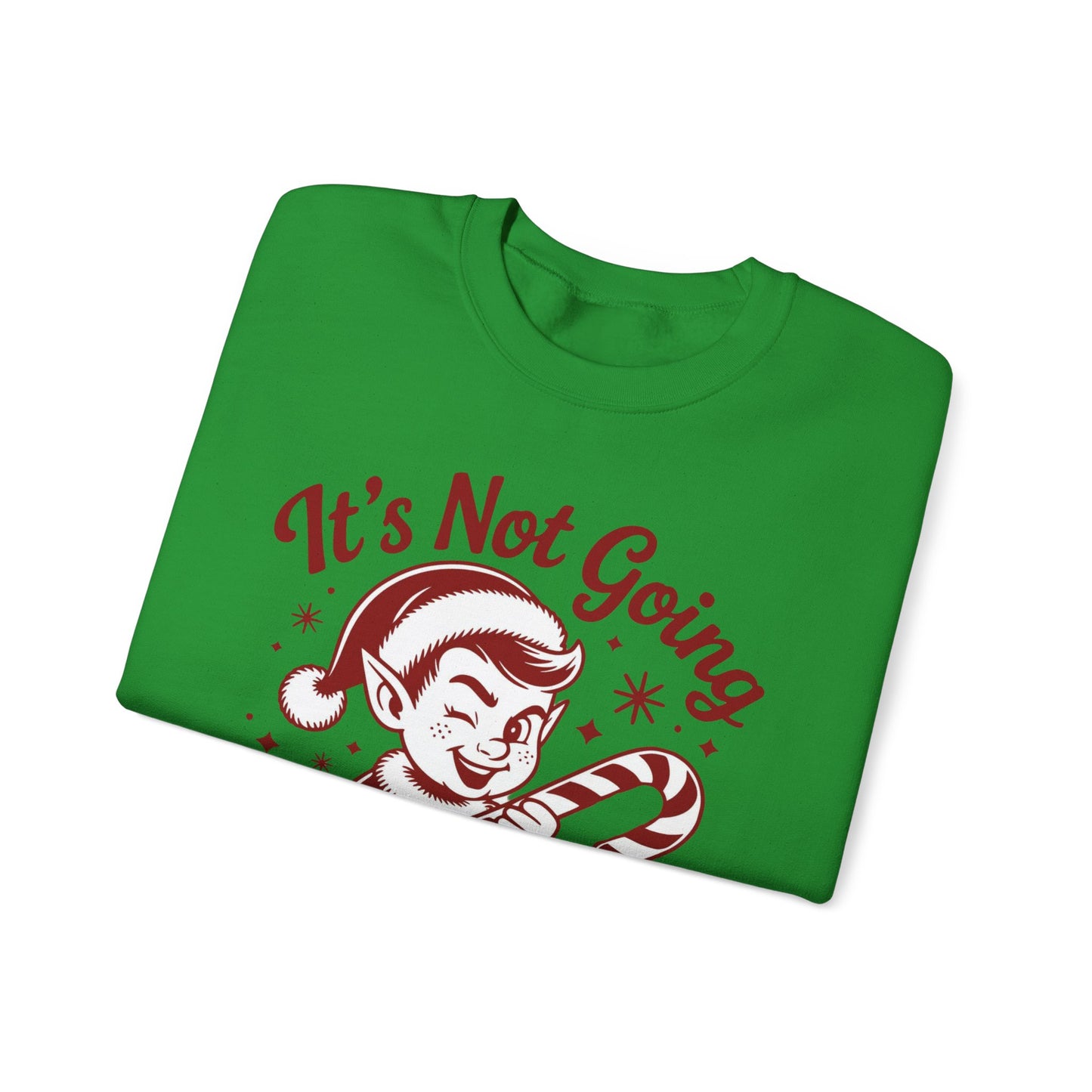 🍭😅 “It’s Not Going To Lick Itself” Men’s Funny Elf Sweatshirt – Bold Candy Cane Humor Crewneck