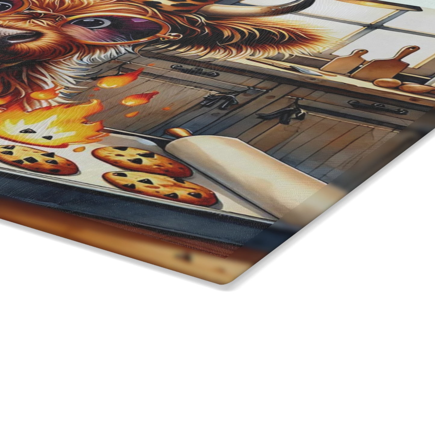 🐮🔥 Rustic Cow Art Glass Cutting Board – Country Charm for Your Kitchen