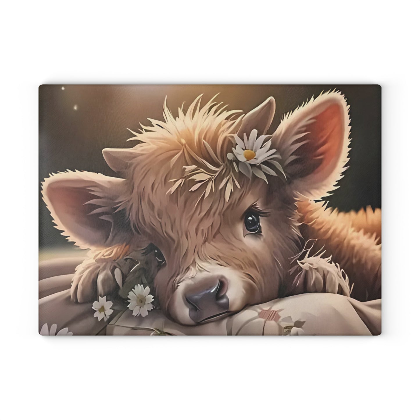 🐮🌼 Daisy Highland Calf Cutting Board – Country Charm with Sweet Simplicity 🌸🐮