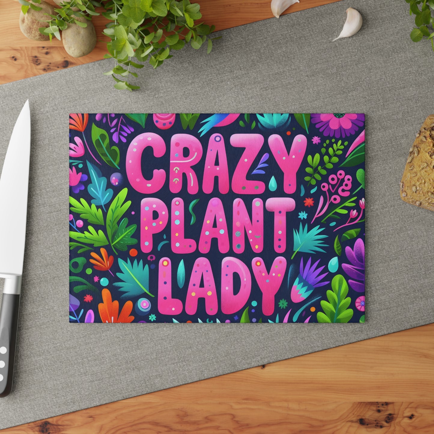🌿 Crazy Plant Lady Cutting Board – Bold Style for Plant Lovers 🌸