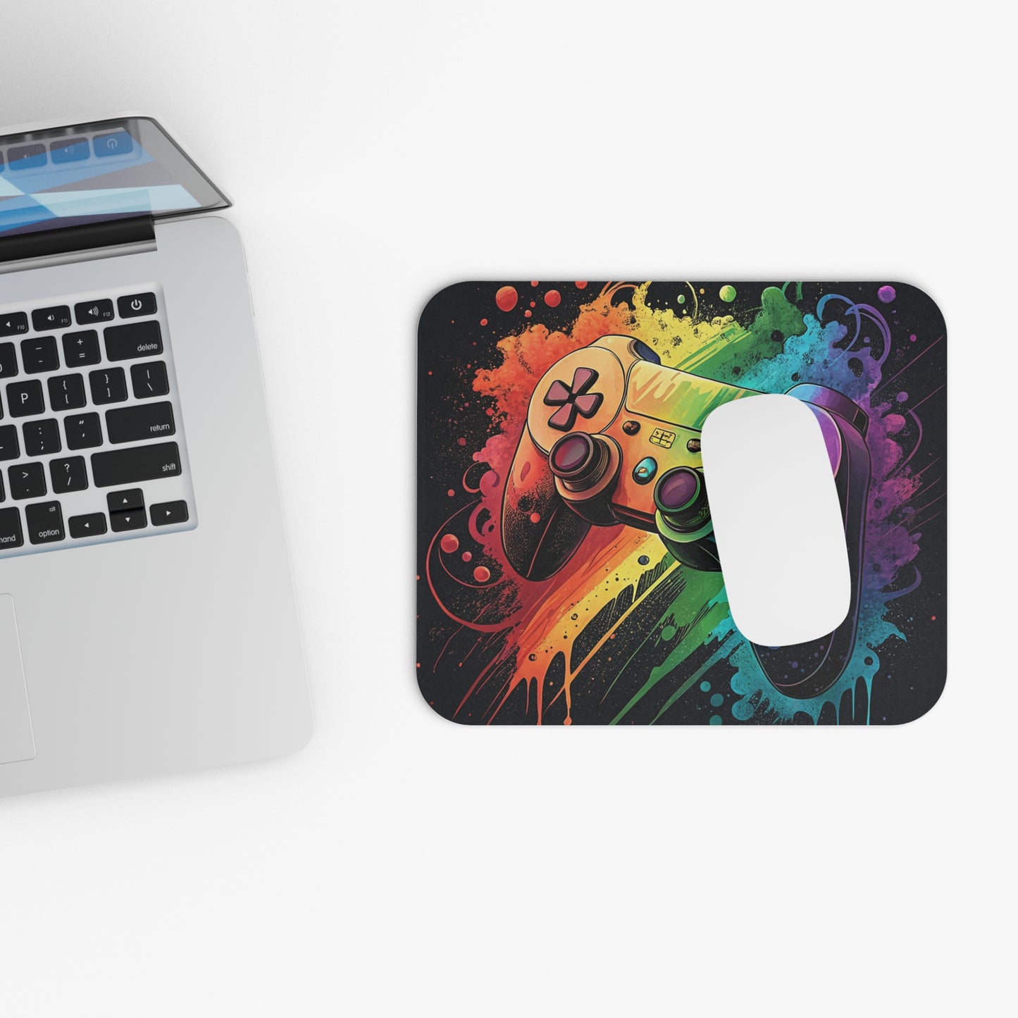 🖱️🎮🌈 Rainbow Controller Mouse Pad – Graffiti Splash Gamer Art