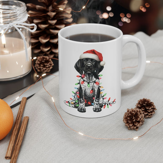 🎄 German Shorthair Pointer Christmas Mug – Holiday Cheer with a Santa Pup Twist ☕️