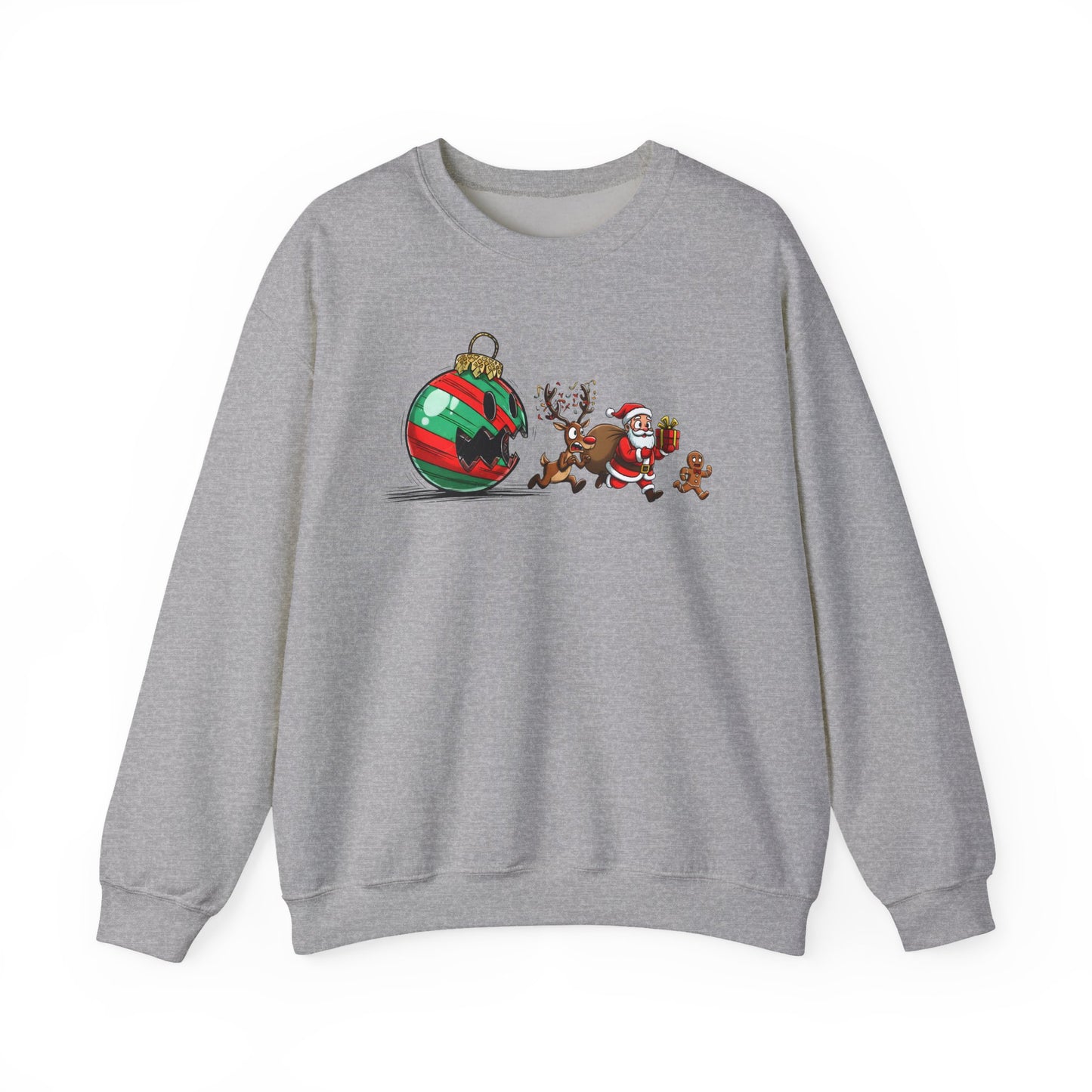 🎄🎅 Santa’s Great Ornament Escape Sweatshirt – Funny Christmas Crewneck for Holiday Laughs